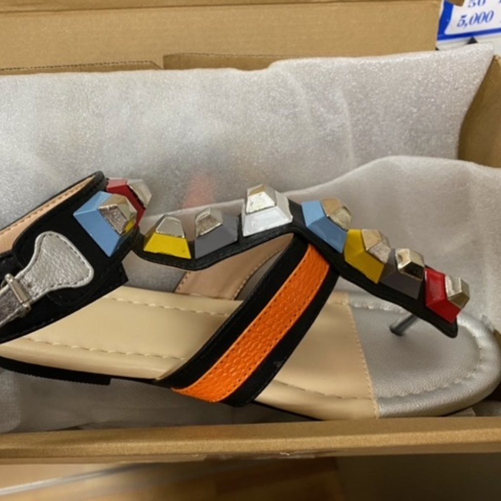 Fendi Look alike Rainbow Studded Thong Sandals 7N